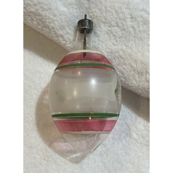 Vintage WWII Premier Xmas Glass Ornament 3.5” 2 Sided Indented Teardrop - Picture 4 of 7